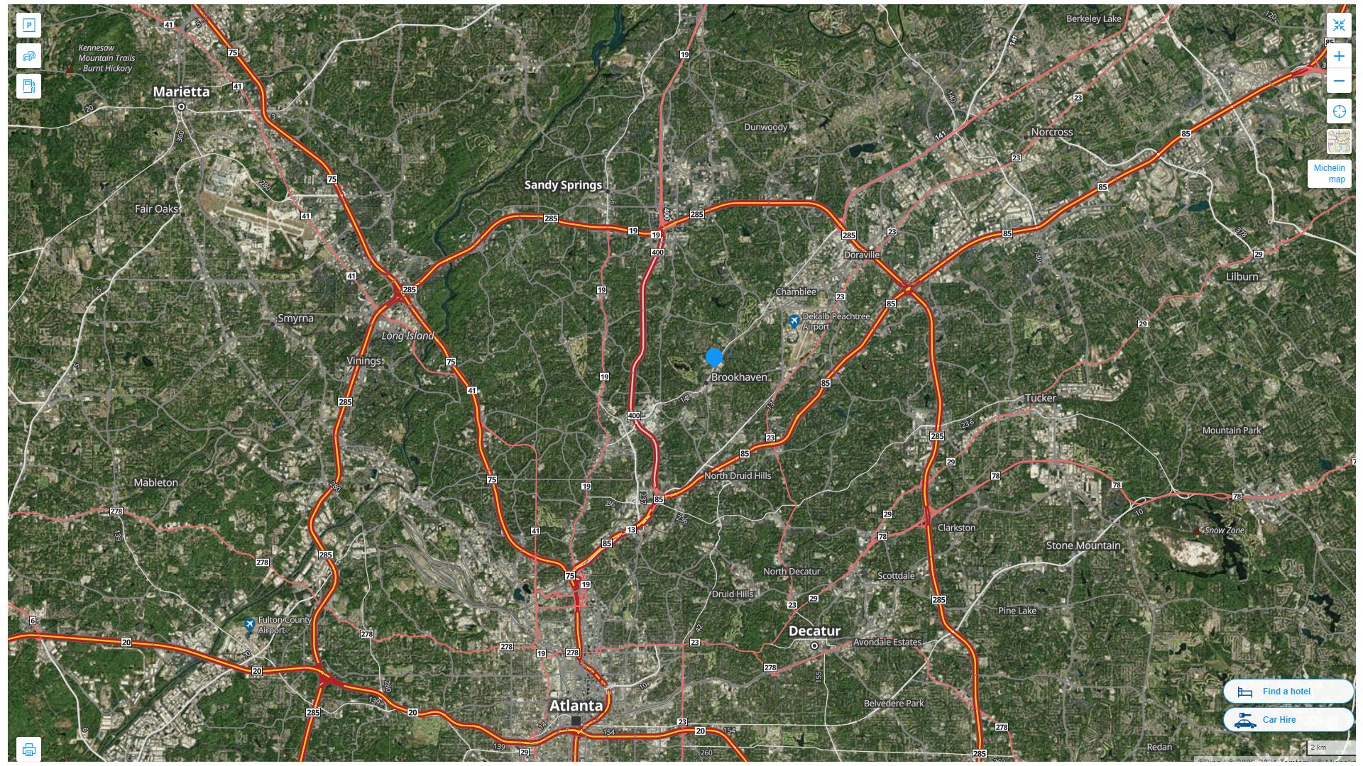 North Atlanta Georgia Highway and Road Map with Satellite View